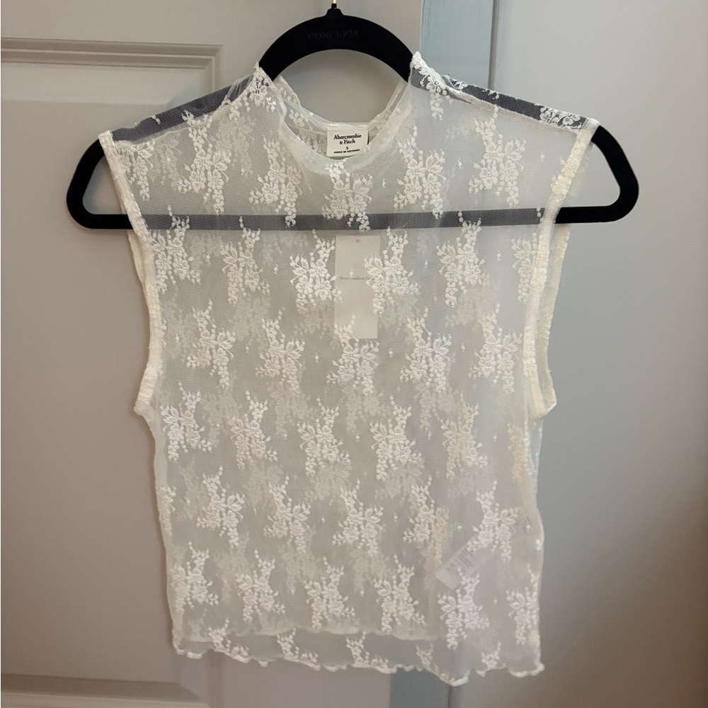 Abercrombie Sheer White Lace Top